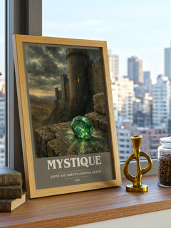 Mystique book cover print framed by window – literary home decor