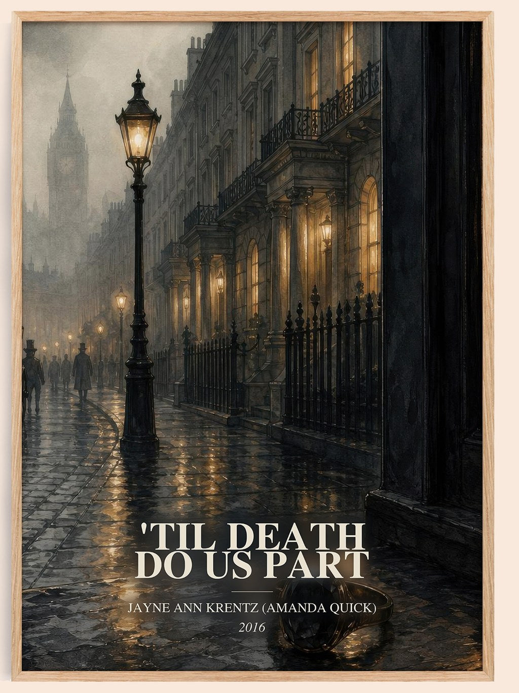 'Til Death Do Us Part watercolour book poster by Jayne Ann Krentz (Amanda Quick) – framed literary art print