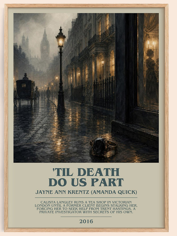 'Til Death Do Us Part bookish book poster by Jayne Ann Krentz (Amanda Quick) – framed literary art print