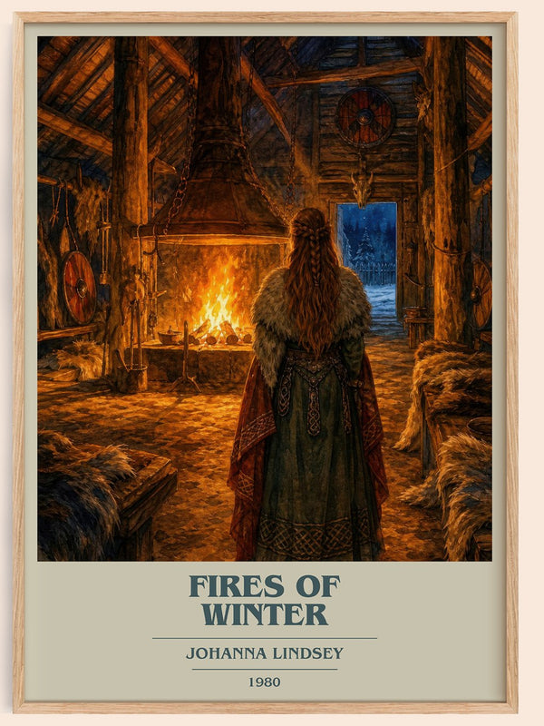 Fires of Winter book cover book poster by Johanna Lindsey – framed literary art print