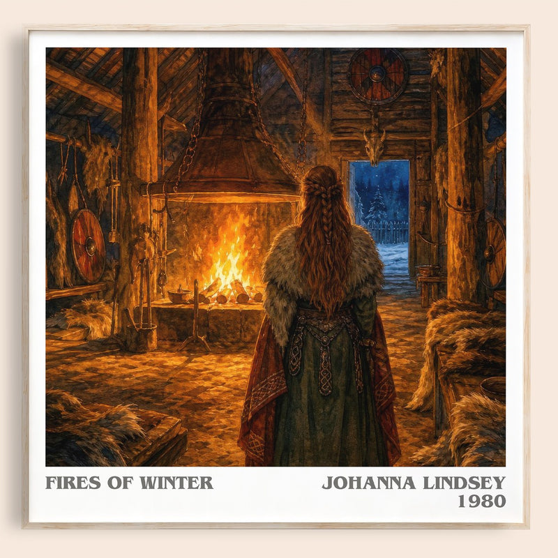 Fires of Winter literary book poster by Johanna Lindsey – framed literary art print