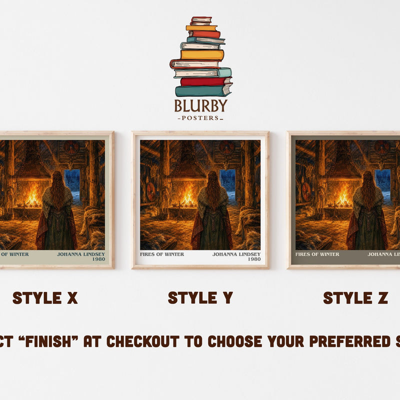 Fires of Winter literary print in frame leaning in hallway – romance wall art