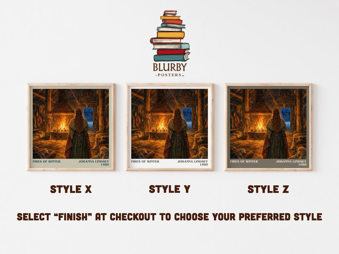 Fires of Winter literary print in frame leaning in hallway – romance wall art (mockup)