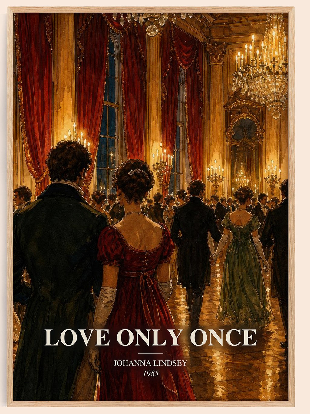 Love Only Once watercolour book poster by Johanna Lindsey – framed literary art print