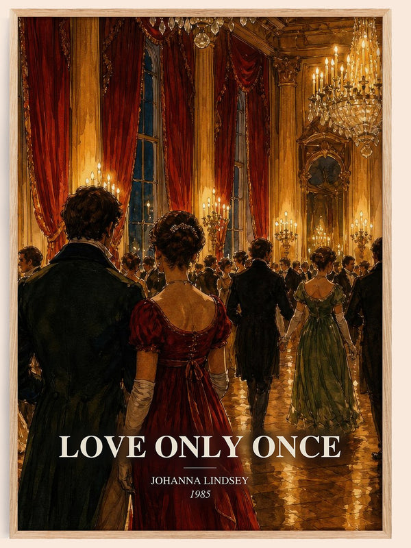Love Only Once watercolour book poster by Johanna Lindsey – framed literary art print