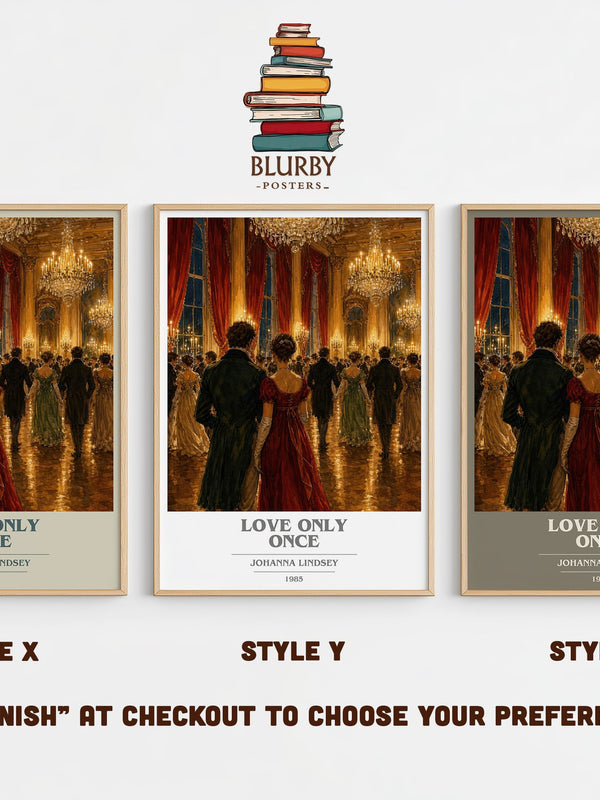 Love Only Once book cover print in frame leaning in hallway – romance wall art