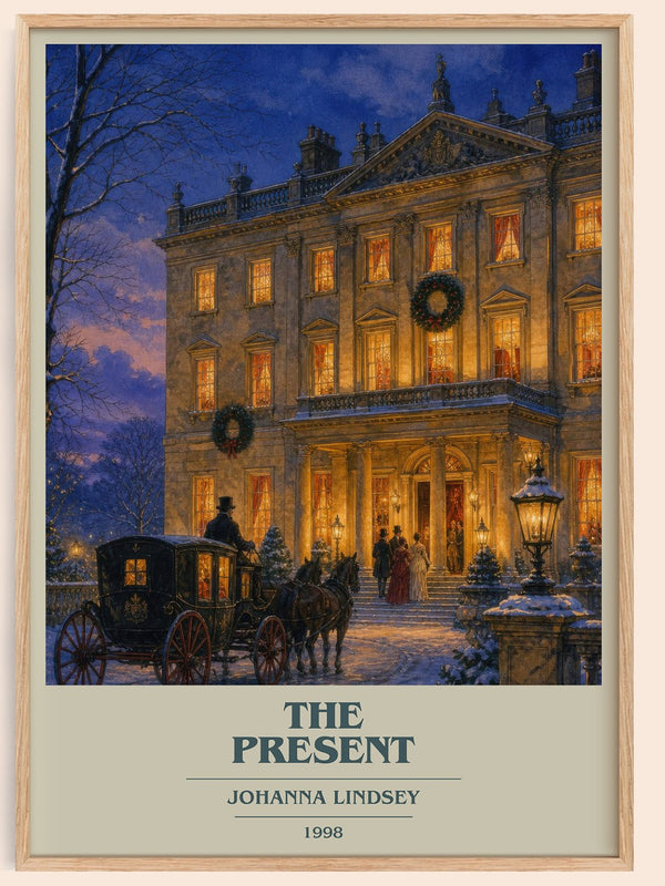 The Present book cover book poster by Johanna Lindsey – framed literary art print