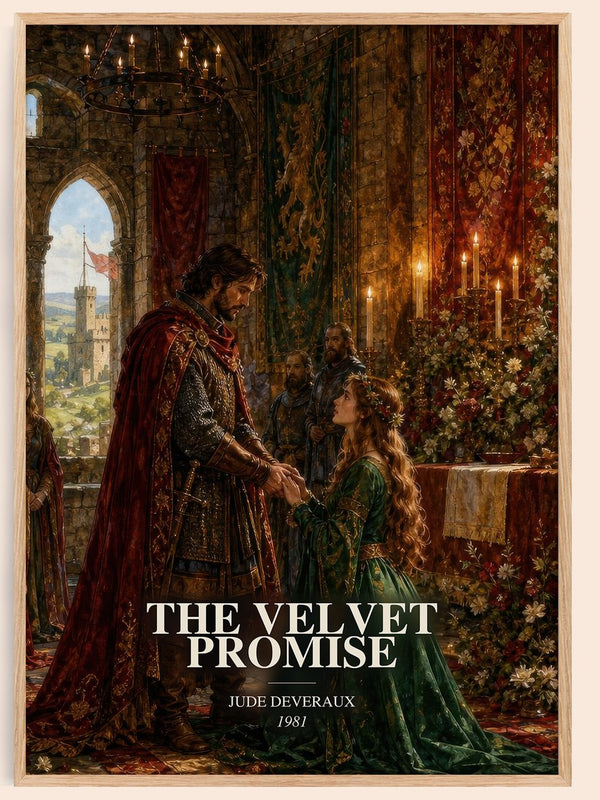The Velvet Promise watercolour book poster by Jude Deveraux – framed literary art print