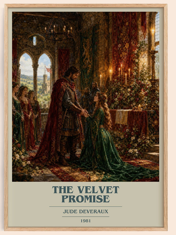 The Velvet Promise book cover book poster by Jude Deveraux – framed literary art print