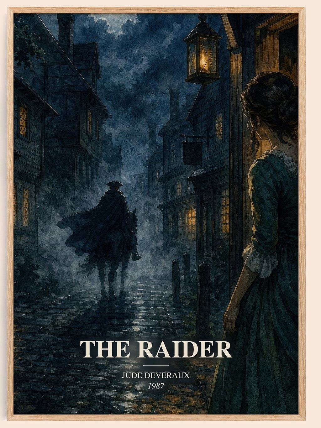 The Raider watercolour book poster by Jude Deveraux – framed literary art print