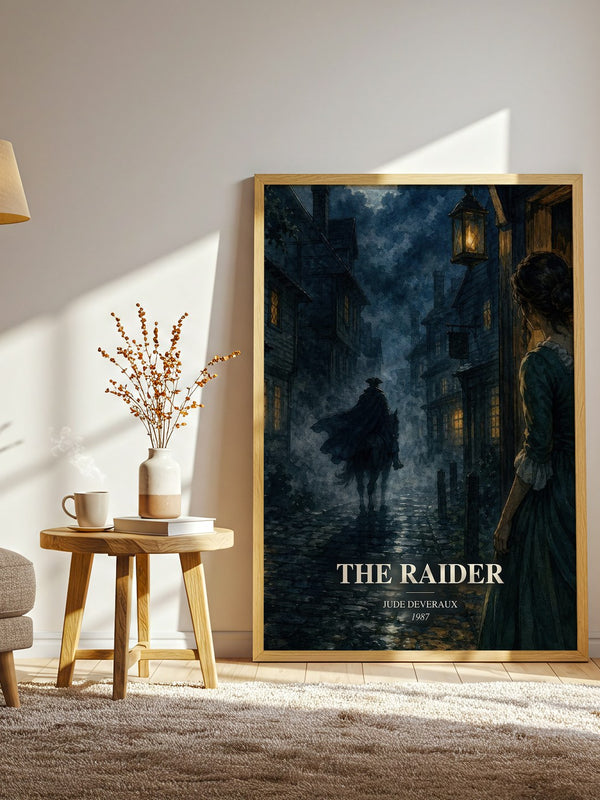 The Raider watercolour print in frame leaning in hallway – romance wall art