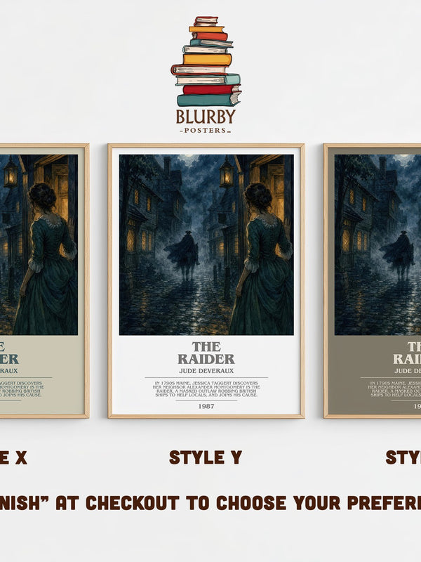 The Raider bookish print in frame leaning in hallway – romance wall art