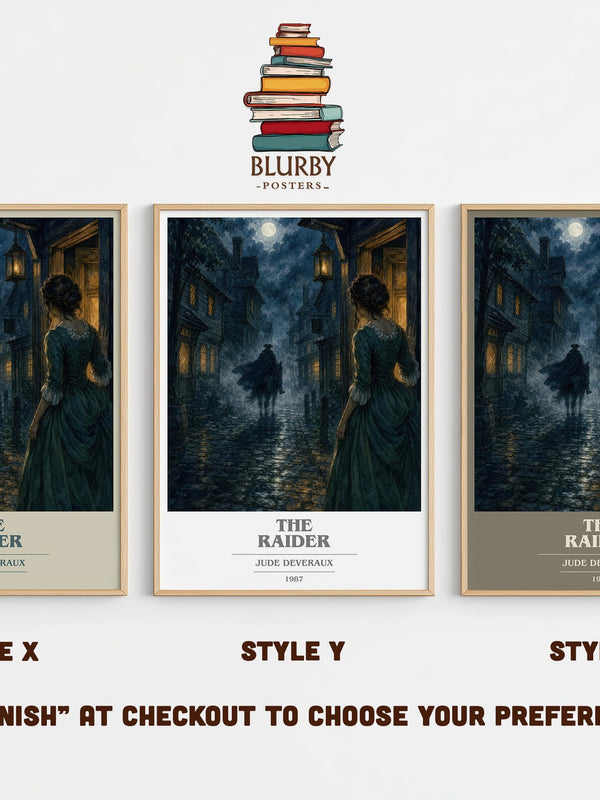 The Raider book cover print in frame leaning in hallway – romance wall art