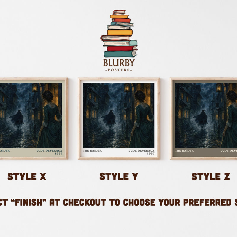 The Raider literary print in frame leaning in hallway – romance wall art