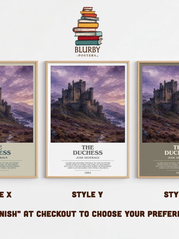 The Duchess bookish print in frame leaning in hallway – romance wall art
