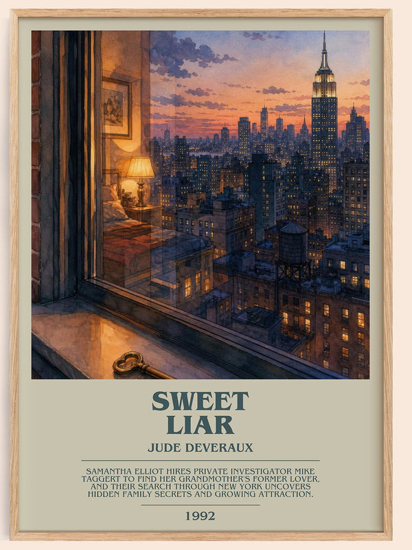 Sweet Liar bookish book poster by Jude Deveraux – framed literary art print