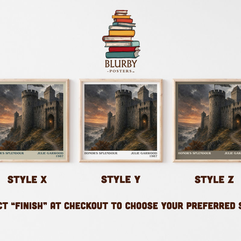Honor's Splendour literary print in frame leaning in hallway – romance wall art