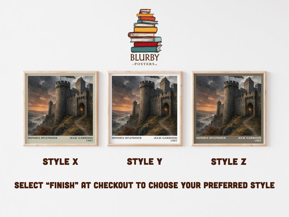 Honor's Splendour literary print in frame leaning in hallway – romance wall art (mockup)