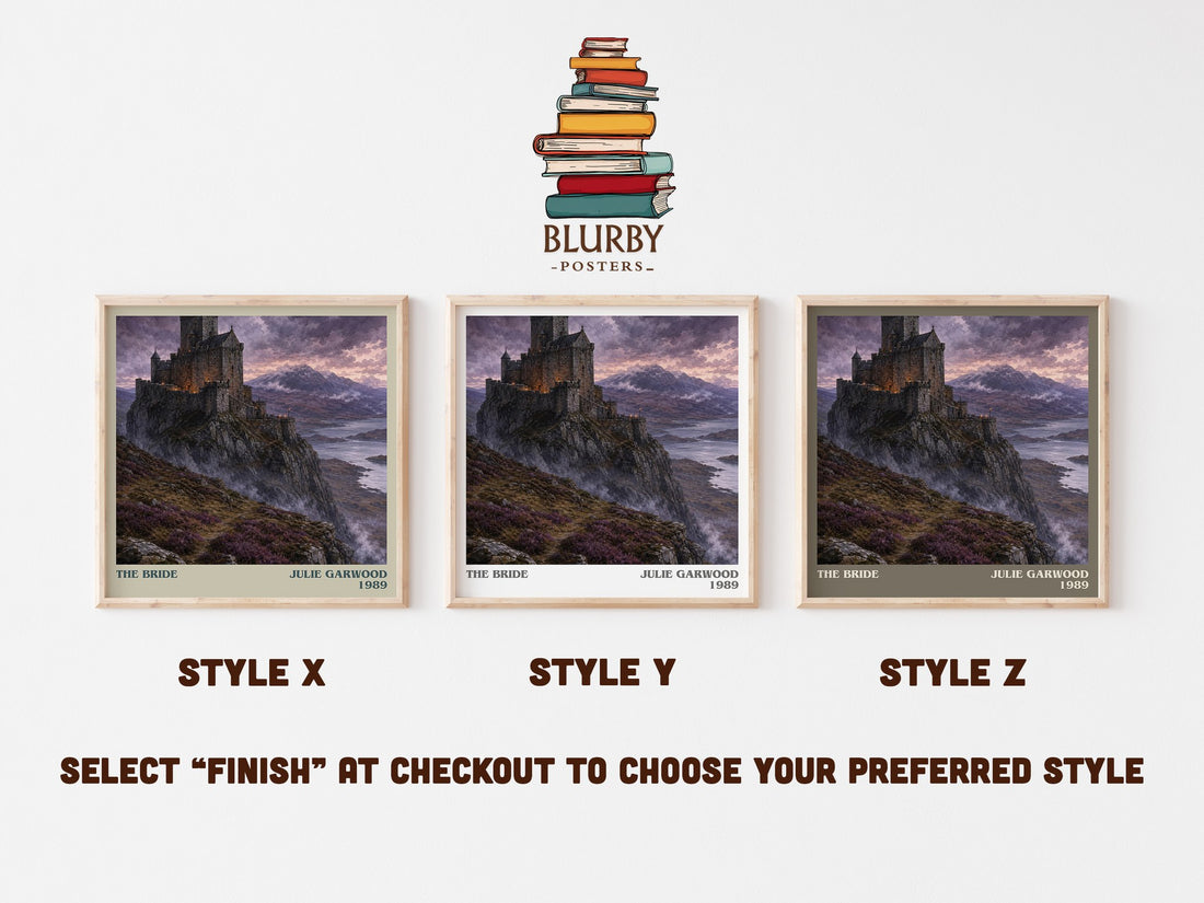 The Bride literary print in frame leaning in hallway – romance wall art (mockup)