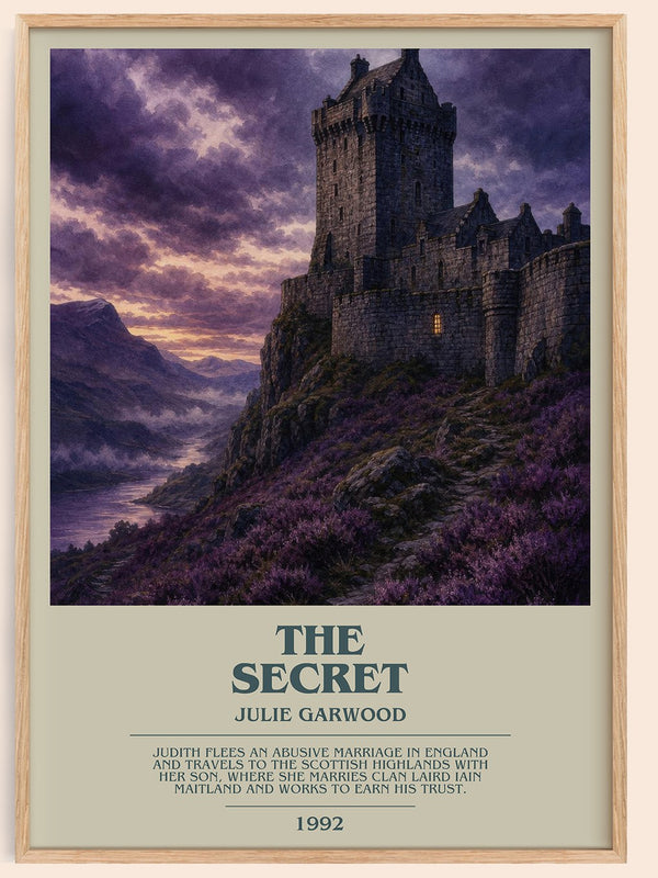 The Secret bookish book poster by Julie Garwood – framed literary art print