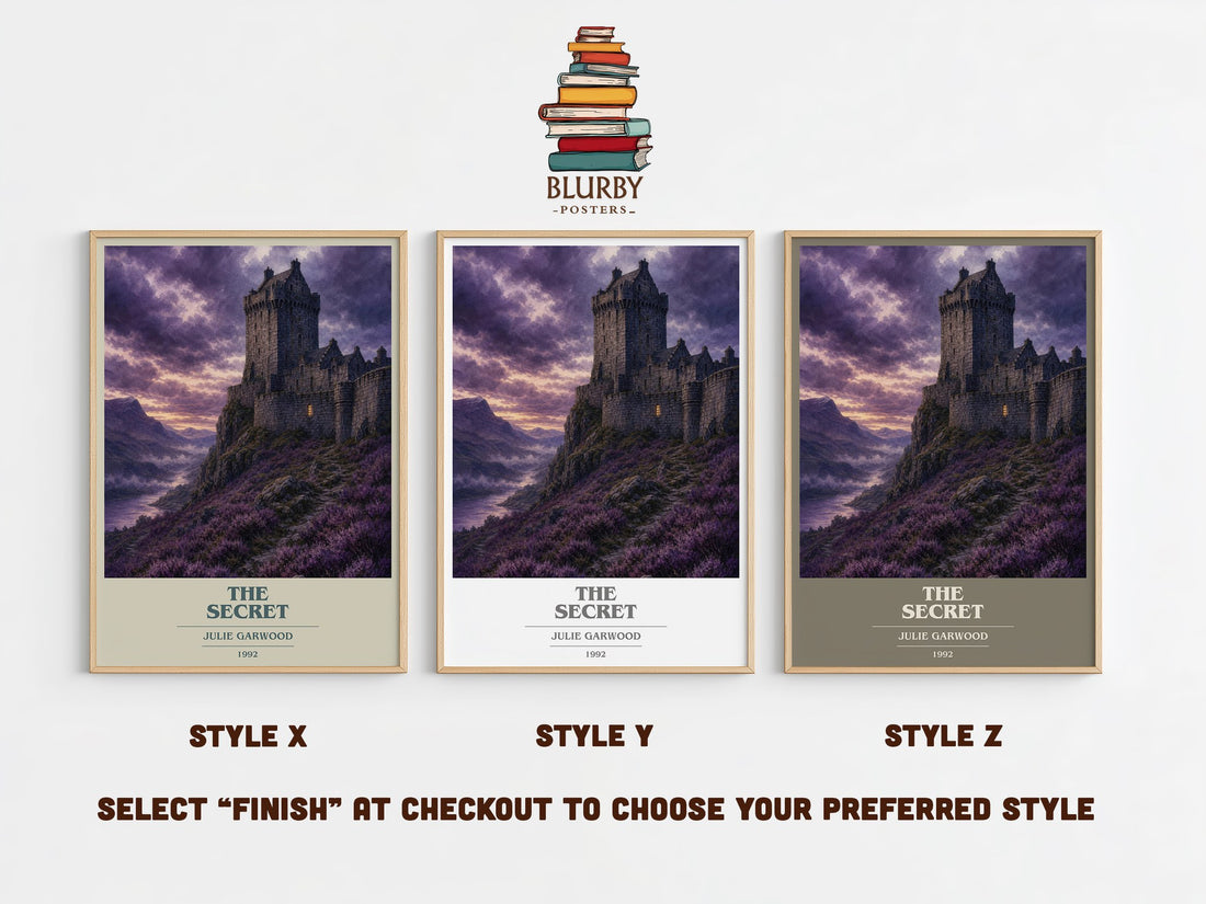 The Secret book cover print in frame leaning in hallway – romance wall art (mockup)