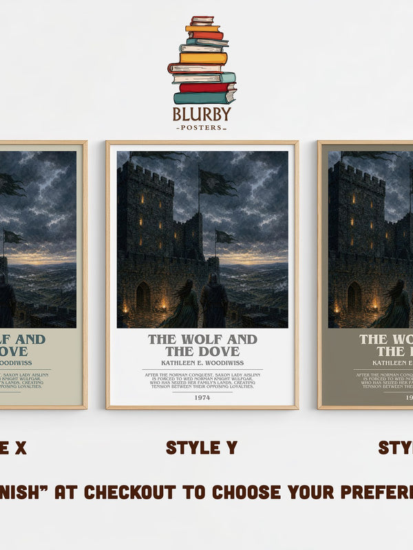 The Wolf and the Dove bookish print in frame leaning in hallway – romance wall art