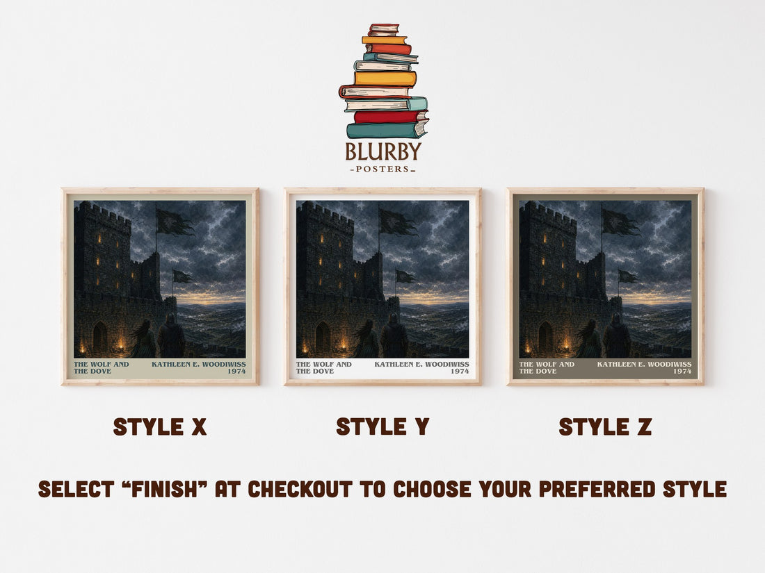 The Wolf and the Dove literary print in frame leaning in hallway – romance wall art (mockup)