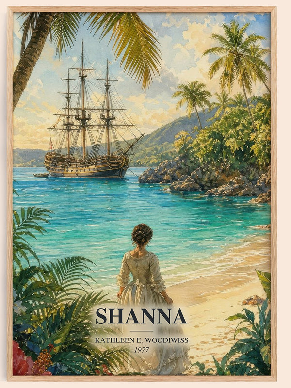 Shanna watercolour book poster by Kathleen E. Woodiwiss – framed literary art print