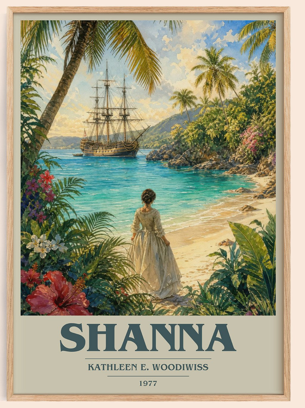 Shanna book cover book poster by Kathleen E. Woodiwiss – framed literary art print