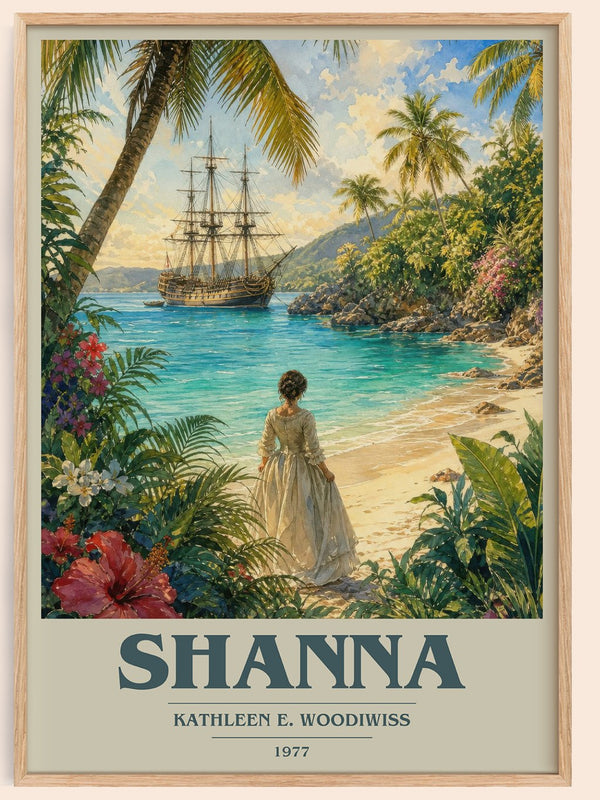 Shanna book cover book poster by Kathleen E. Woodiwiss – framed literary art print