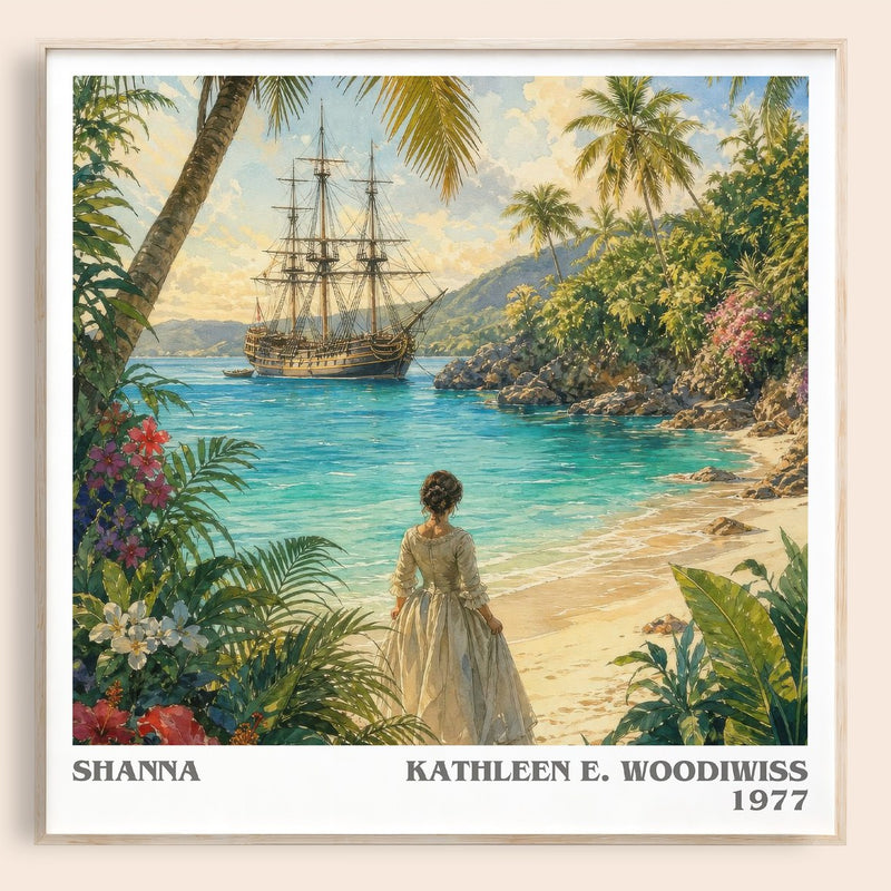 Shanna literary book poster by Kathleen E. Woodiwiss – framed literary art print