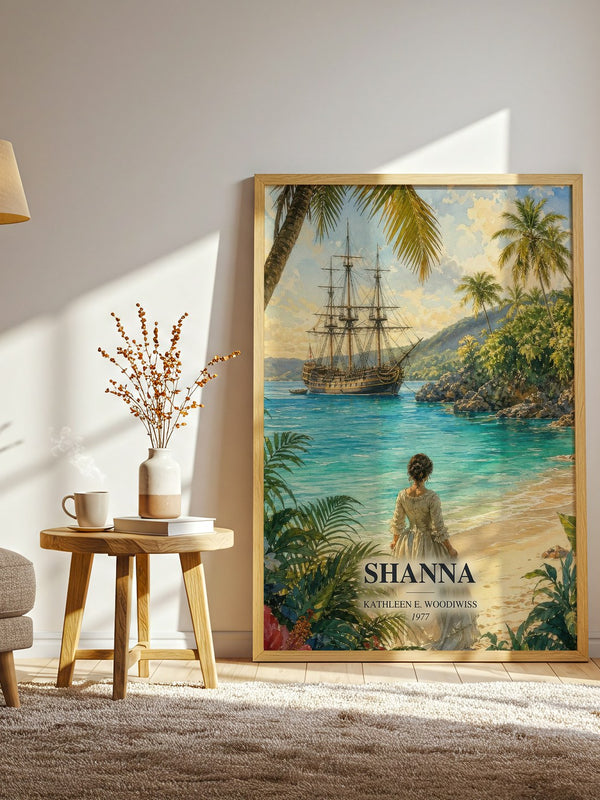 Shanna watercolour print in frame leaning in hallway – romance wall art