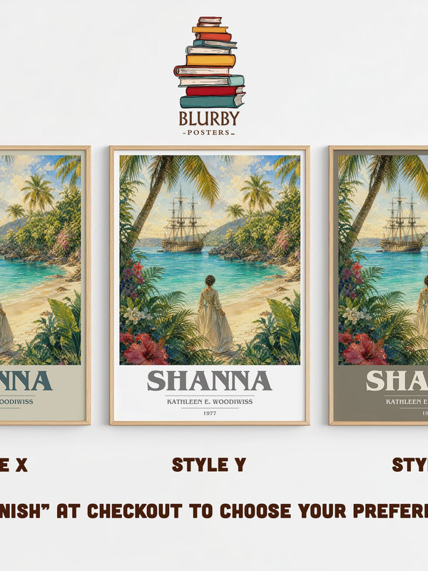 Shanna book cover print in frame leaning in hallway – romance wall art