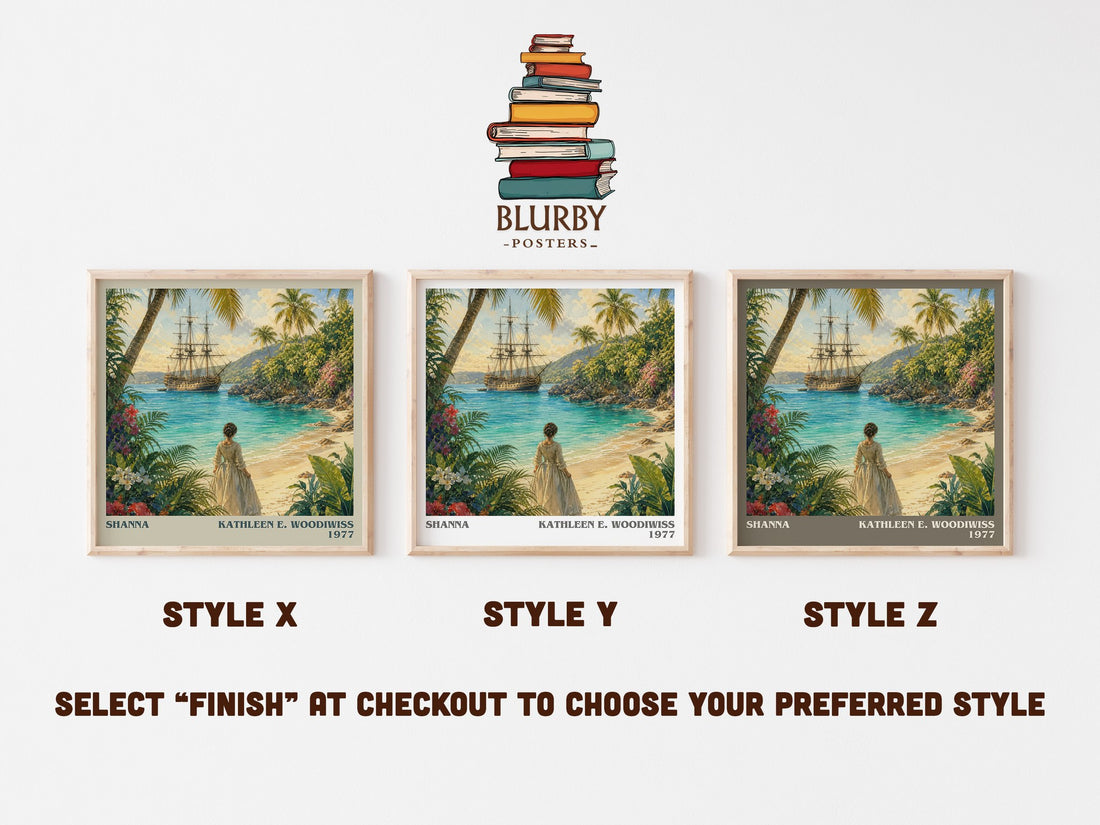 Shanna literary print in frame leaning in hallway – romance wall art (mockup)