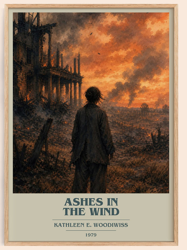 Ashes in the Wind book cover book poster by Kathleen E. Woodiwiss – framed literary art print
