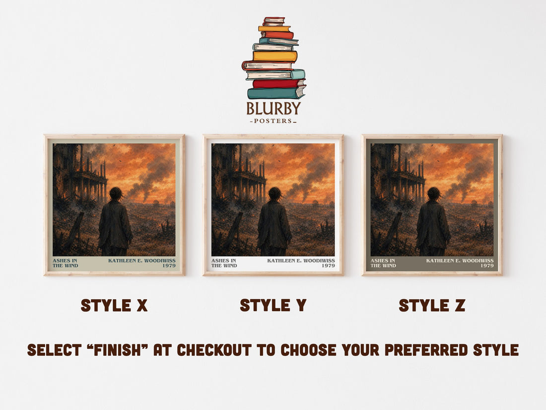 Ashes in the Wind literary print in frame leaning in hallway – romance wall art (mockup)