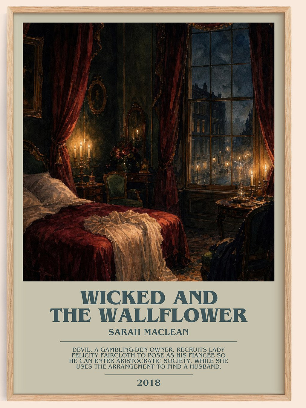 Wicked and the Wallflower bookish book poster by Sarah MacLean – framed literary art print