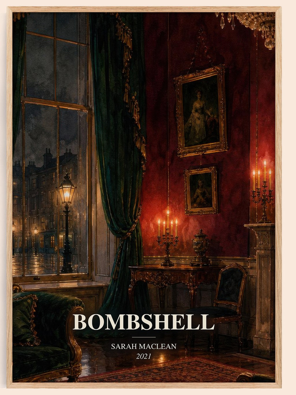 Bombshell watercolour book poster by Sarah MacLean – framed literary art print
