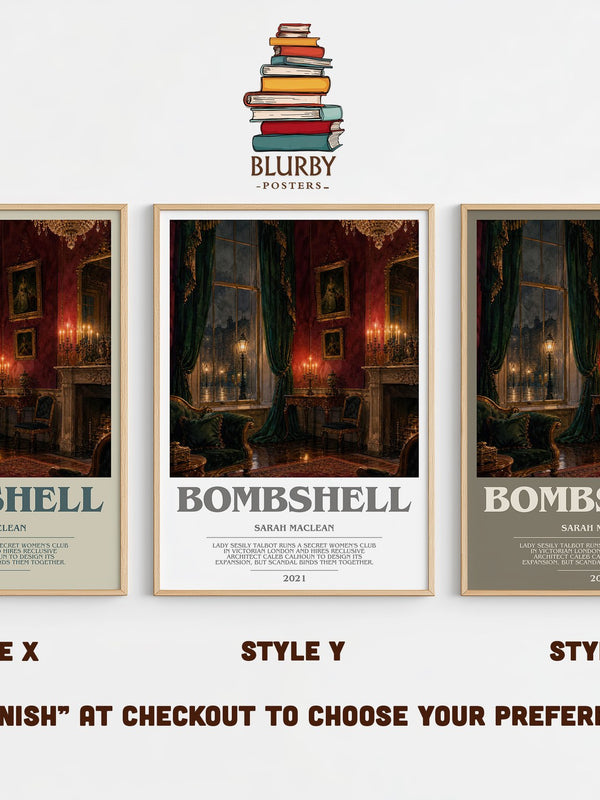 Bombshell bookish print in frame leaning in hallway – romance wall art