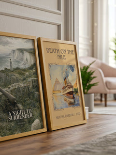 A Night to Surrender watercolour print framed by window – literary home decor