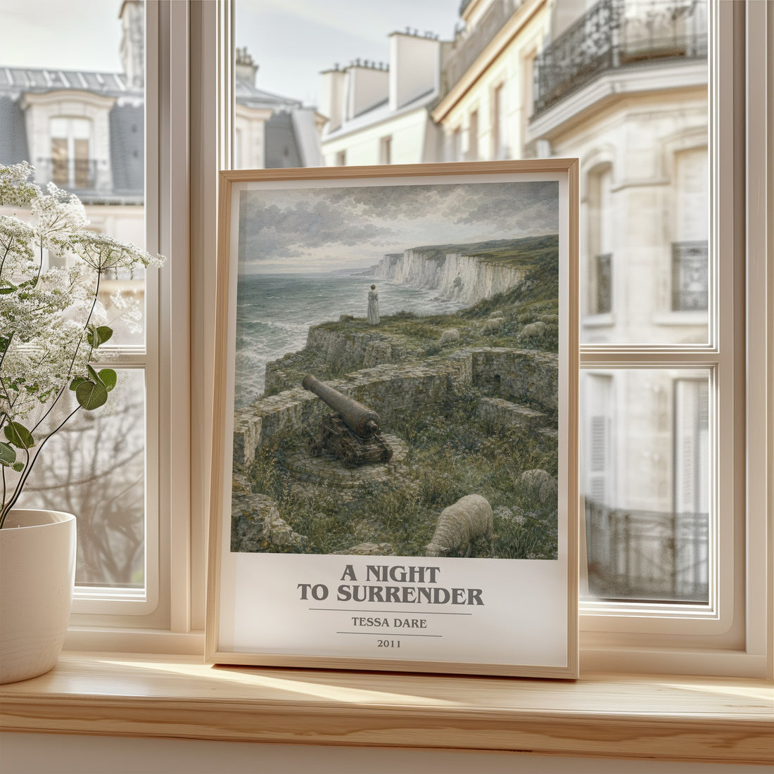 A Night to Surrender Book Cover Poster by Tessa Dare – framed print by a bright window