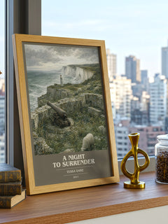 A Night to Surrender Book Cover Poster by Tessa Dare – framed print on a city-view windowsill