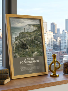 A Night to Surrender bookish print framed by window – literary home decor