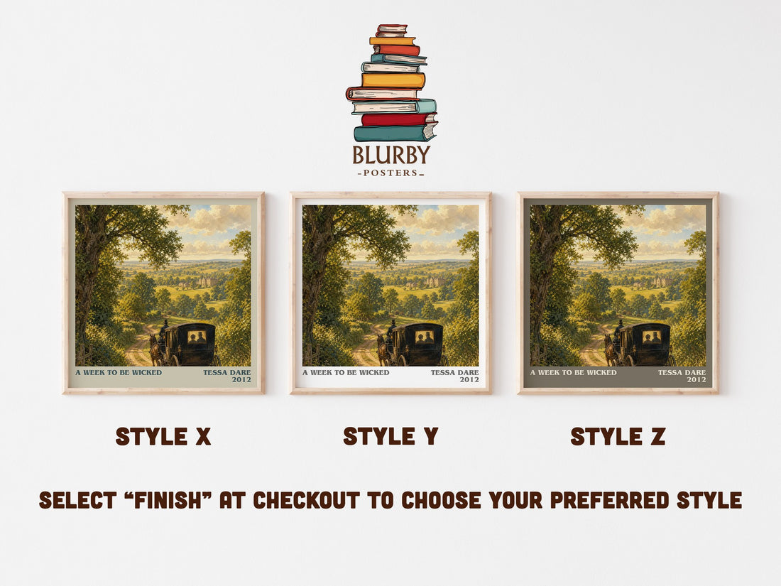 A Week to Be Wicked literary print in frame leaning in hallway – romance wall art (mockup)