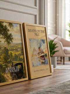 A Week to Be Wicked watercolour print framed by window – literary home decor