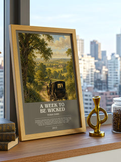 A Week to Be Wicked bookish print framed by window – literary home decor