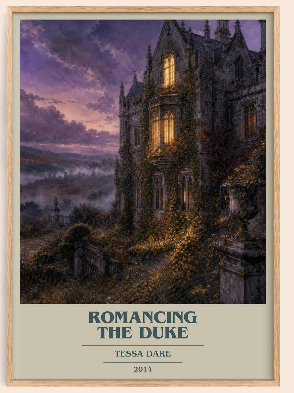 Romancing the Duke book cover book poster by Tessa Dare – framed literary art print