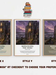 Romancing the Duke bookish print in frame leaning in hallway – romance wall art