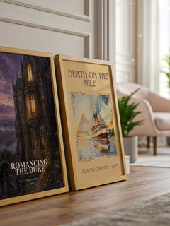 Romancing the Duke watercolour print framed by window – literary home decor