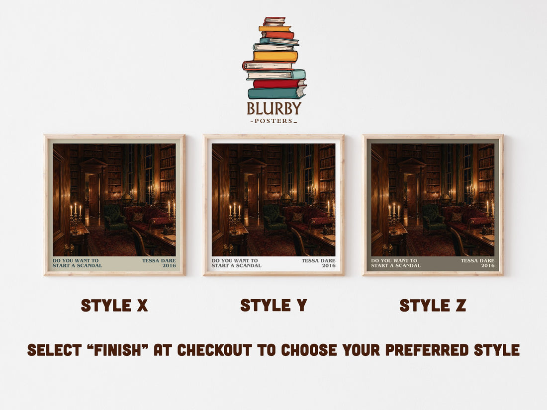 Do You Want to Start a Scandal literary print in frame leaning in hallway – romance wall art (mockup)